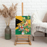 Jamaica Pineapple Canvas Wall Art Coat of Arms Tropical Flowers