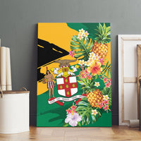 Jamaica Pineapple Canvas Wall Art Coat of Arms Tropical Flowers