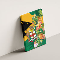 Jamaica Pineapple Canvas Wall Art Coat of Arms Tropical Flowers