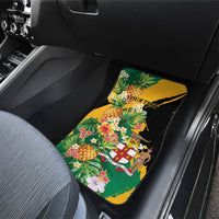 Personalized Jamaica Pineapple Car Mats Coat of Arms Tropical Flowers