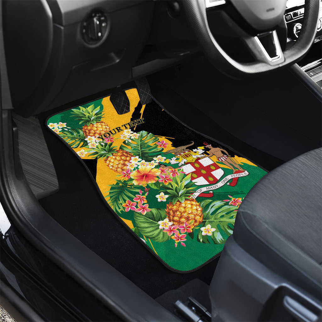 Personalized Jamaica Pineapple Car Mats Coat of Arms Tropical Flowers