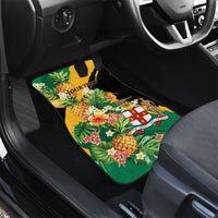 Personalized Jamaica Pineapple Car Mats Coat of Arms Tropical Flowers