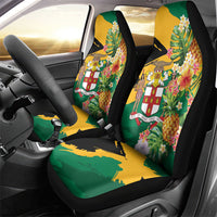 Jamaica Pineapple Car Seat Cover Coat of Arms Tropical Flowers