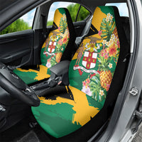 Jamaica Pineapple Car Seat Cover Coat of Arms Tropical Flowers