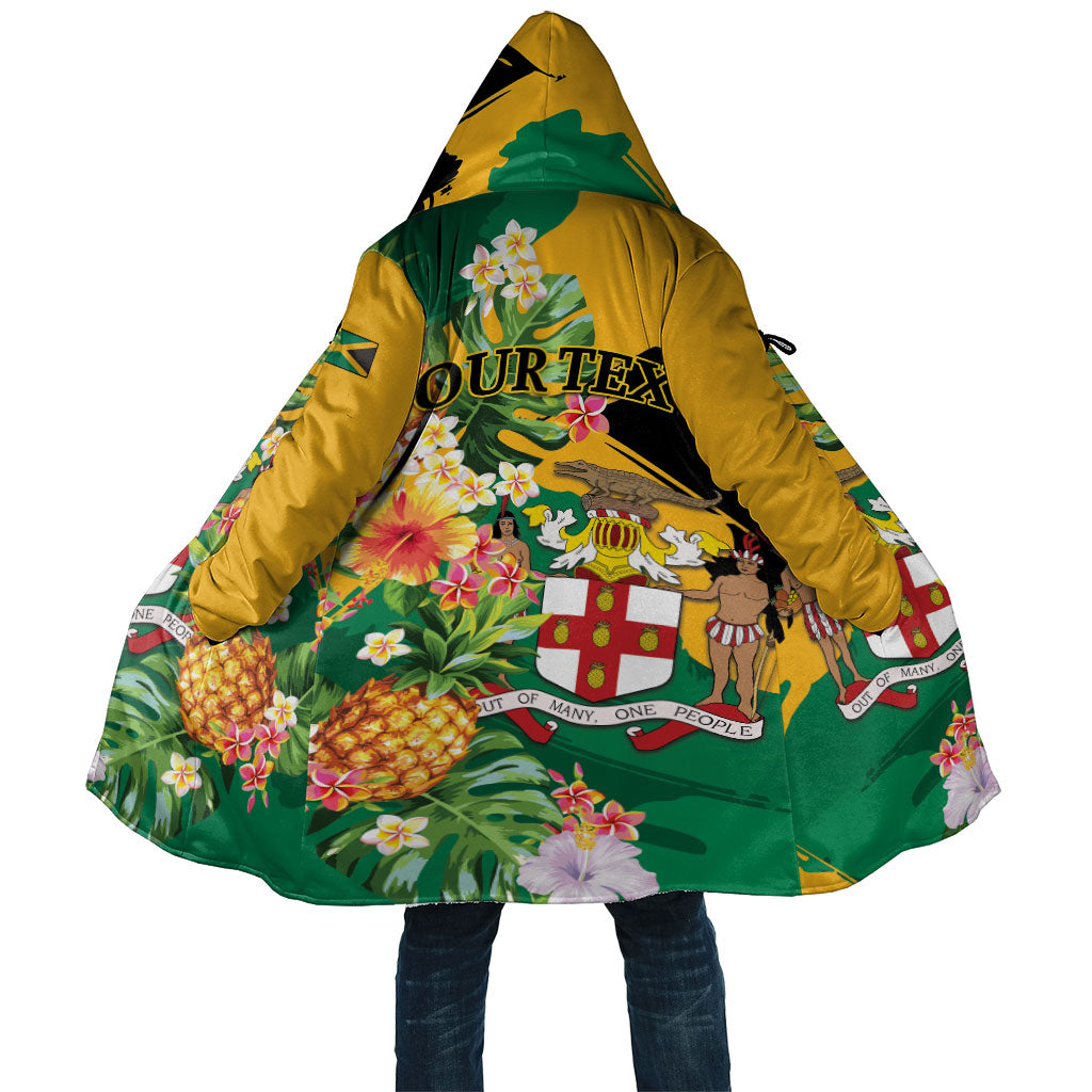 Personalized Jamaica Pineapple Cloak Coat of Arms Tropical Flowers