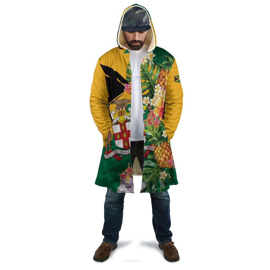 Personalized Jamaica Pineapple Cloak Coat of Arms Tropical Flowers