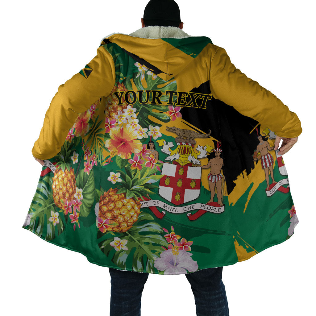 Personalized Jamaica Pineapple Cloak Coat of Arms Tropical Flowers