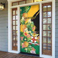 Personalized Jamaica Pineapple Door Cover Coat of Arms Tropical Flowers