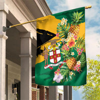 Jamaica Pineapple Garden Flag Coat of Arms Tropical Flowers