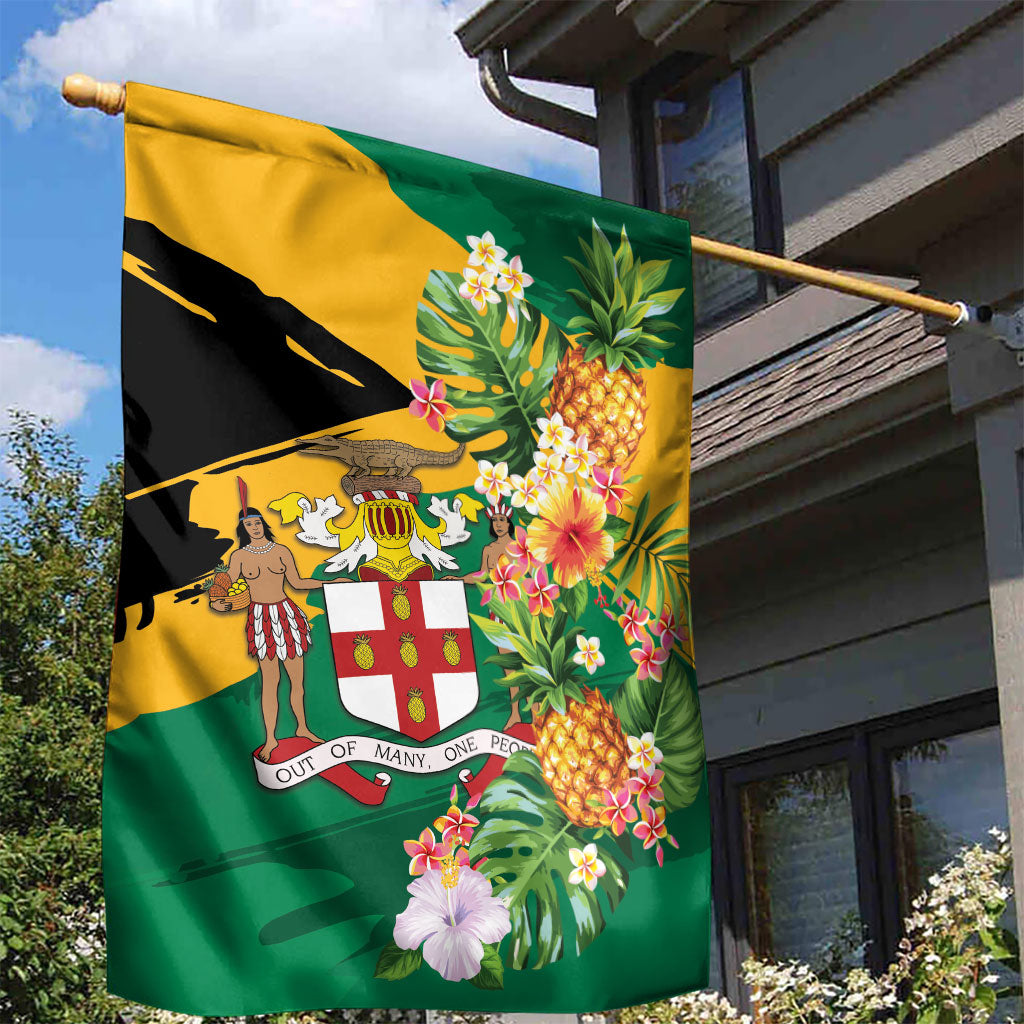 Jamaica Pineapple Garden Flag Coat of Arms Tropical Flowers