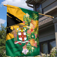 Jamaica Pineapple Garden Flag Coat of Arms Tropical Flowers