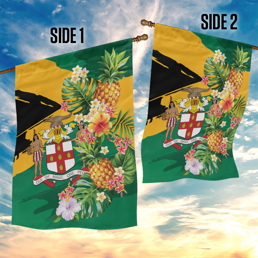 Jamaica Pineapple Garden Flag Coat of Arms Tropical Flowers