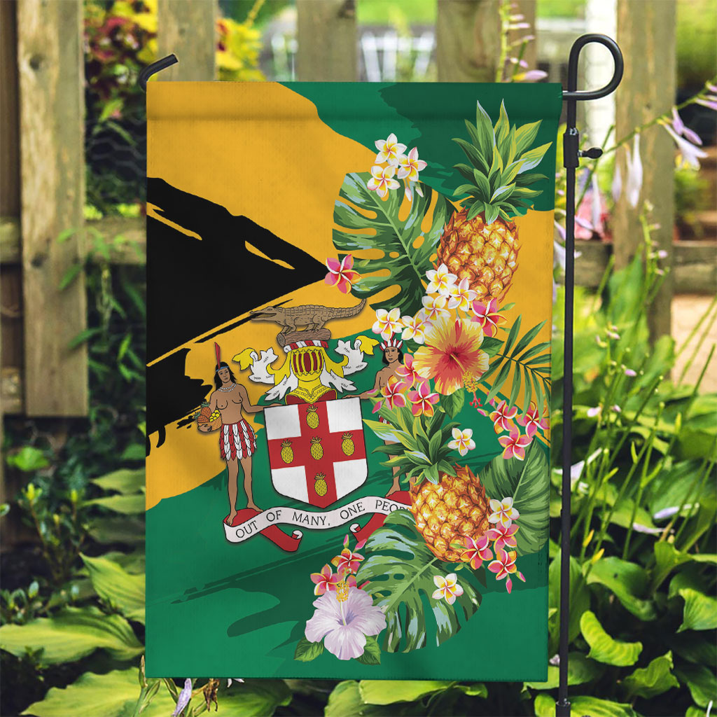 Jamaica Pineapple Garden Flag Coat of Arms Tropical Flowers