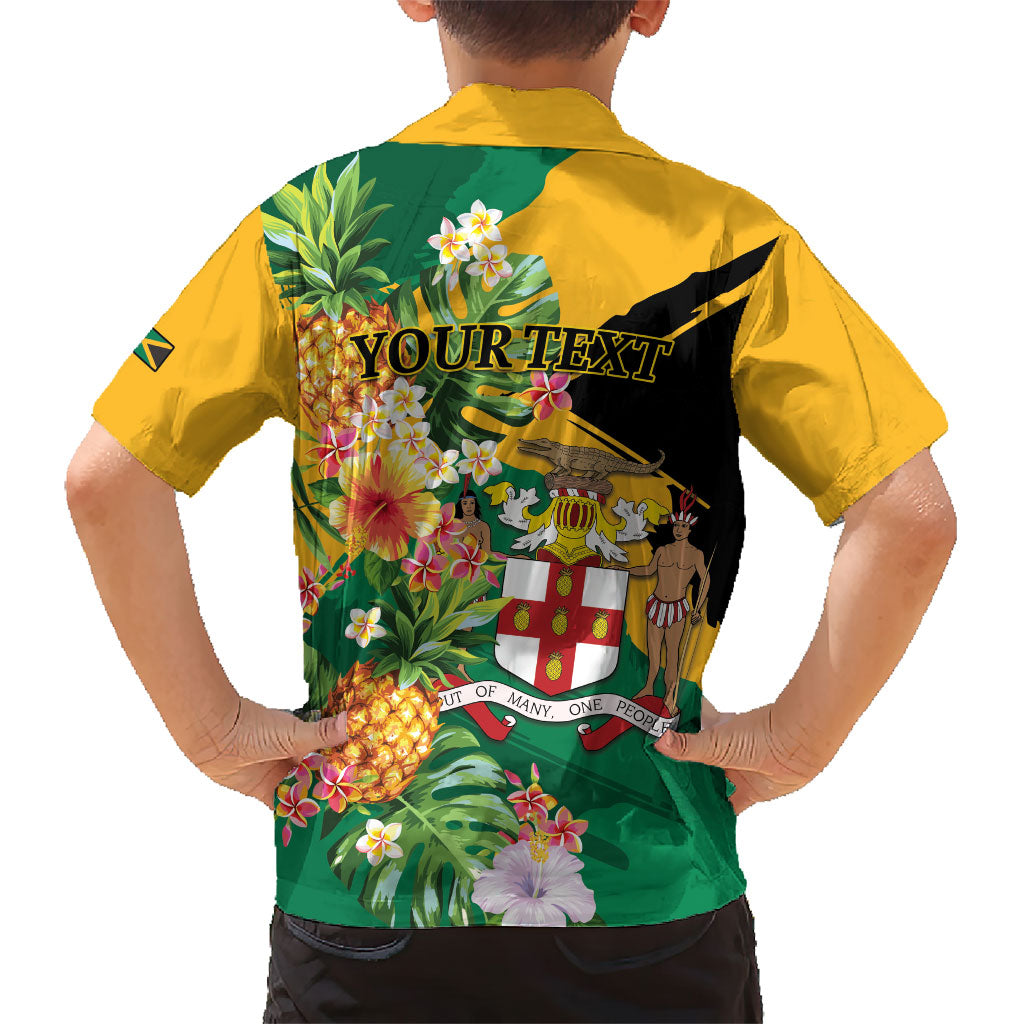 Personalized Jamaica Pineapple Hawaiian Shirt Coat of Arms Tropical Flowers