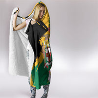 Jamaica Pineapple Hooded Blanket Coat of Arms Tropical Flowers