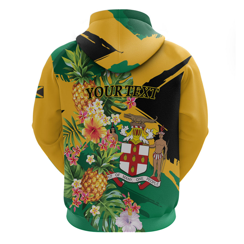 Personalized Jamaica Pineapple Hoodie Coat of Arms Tropical Flowers