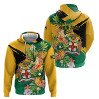 Personalized Jamaica Pineapple Hoodie Coat of Arms Tropical Flowers
