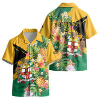 Personalized Jamaica Pineapple Kid Hawaiian Shirt Coat of Arms Tropical Flowers LT01