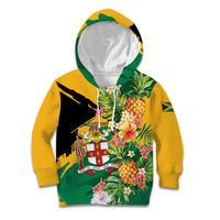 Personalized Jamaica Pineapple Kid Hoodie Coat of Arms Tropical Flowers