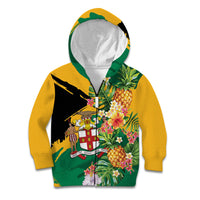 Personalized Jamaica Pineapple Kid Hoodie Coat of Arms Tropical Flowers
