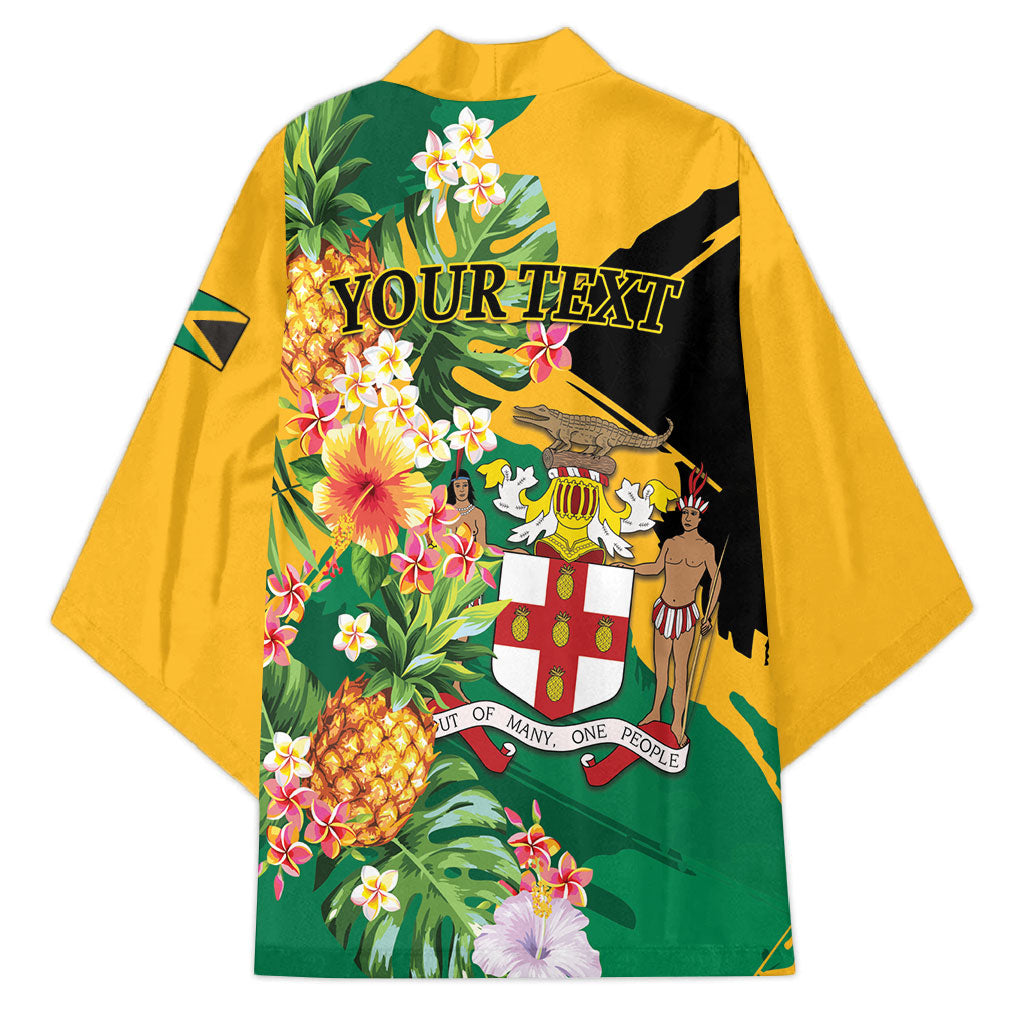 Personalized Jamaica Pineapple Kimono Coat of Arms Tropical Flowers