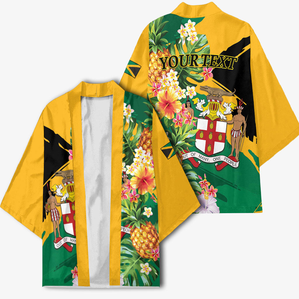 Personalized Jamaica Pineapple Kimono Coat of Arms Tropical Flowers