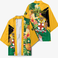 Personalized Jamaica Pineapple Kimono Coat of Arms Tropical Flowers