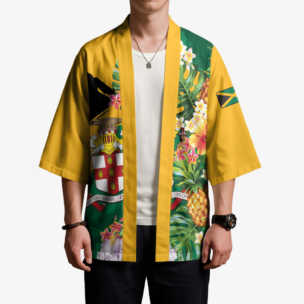 Personalized Jamaica Pineapple Kimono Coat of Arms Tropical Flowers