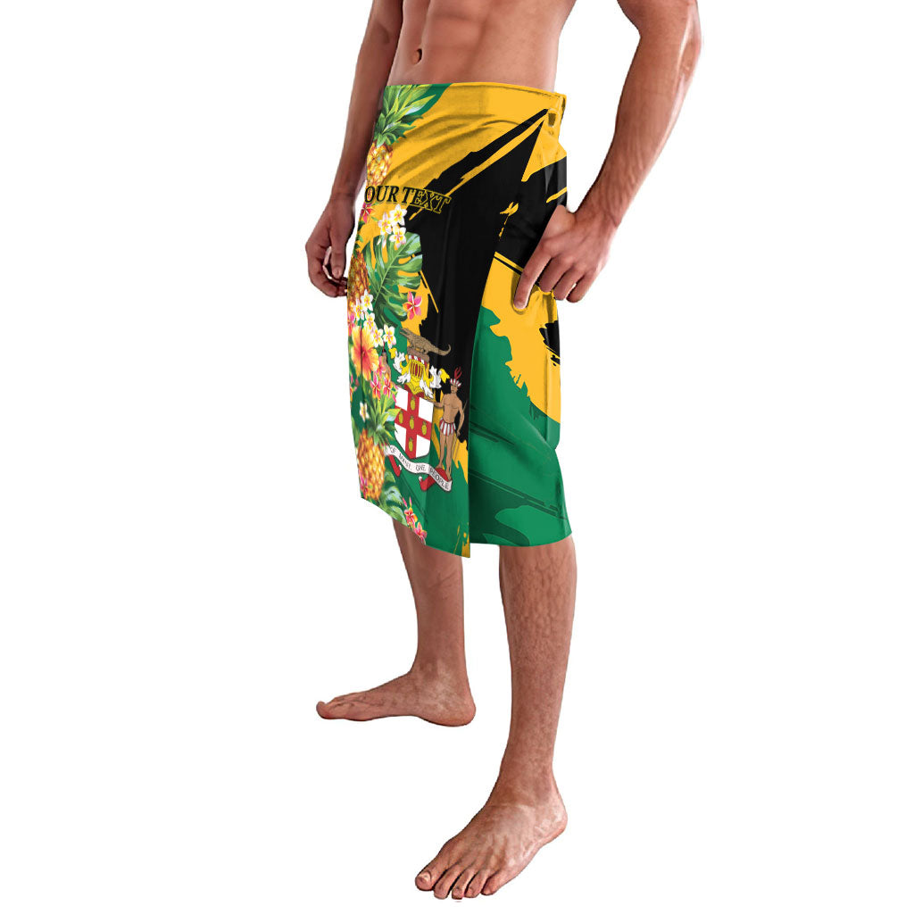 Personalized Jamaica Pineapple Lavalava Coat of Arms Tropical Flowers