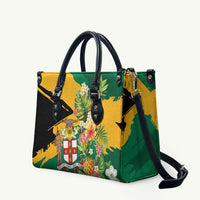 Jamaica Pineapple Leather Bag Coat of Arms Tropical Flowers