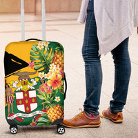 Jamaica Pineapple Luggage Cover Coat of Arms Tropical Flowers