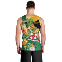Personalized Jamaica Pineapple Men Tank Top Coat of Arms Tropical Flowers