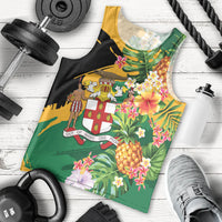 Personalized Jamaica Pineapple Men Tank Top Coat of Arms Tropical Flowers