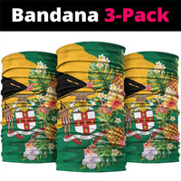 Jamaica Pineapple Neck Gaiter Coat of Arms Tropical Flowers