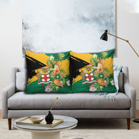 Jamaica Pineapple Pillow Cover Coat of Arms Tropical Flowers