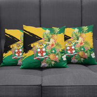 Jamaica Pineapple Pillow Cover Coat of Arms Tropical Flowers
