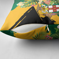 Jamaica Pineapple Pillow Cover Coat of Arms Tropical Flowers