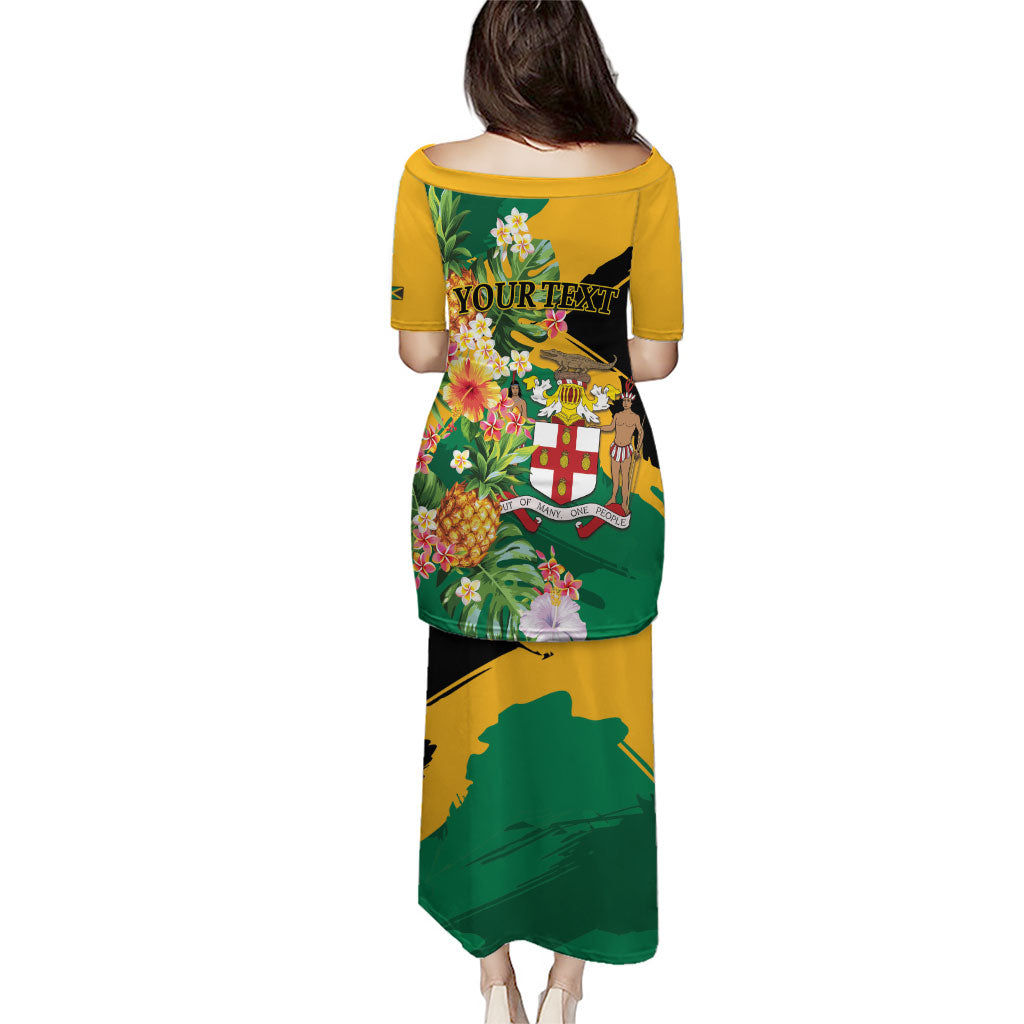 Personalized Jamaica Pineapple Puletasi Coat of Arms Tropical Flowers