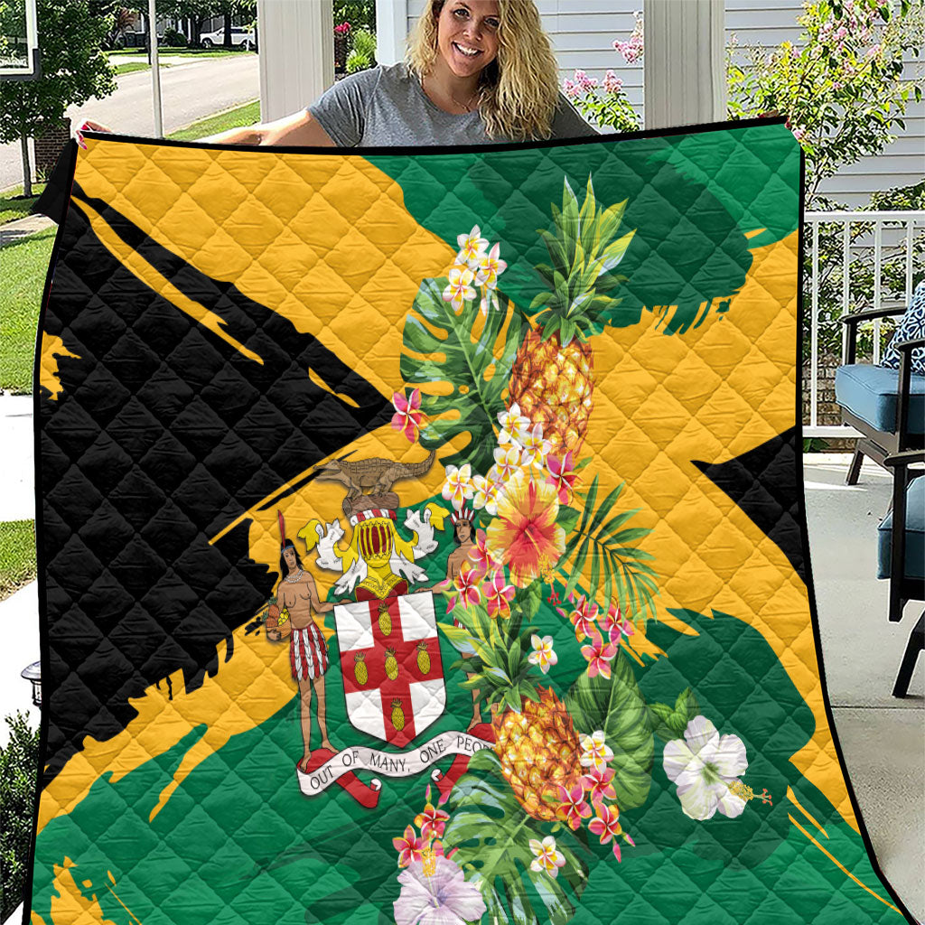 Jamaica Pineapple Quilt Coat of Arms Tropical Flowers