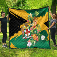 Jamaica Pineapple Quilt Coat of Arms Tropical Flowers