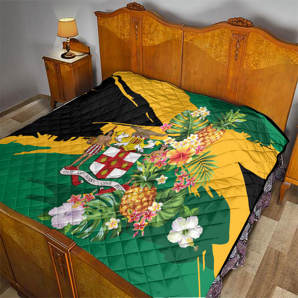 Jamaica Pineapple Quilt Coat of Arms Tropical Flowers
