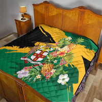 Jamaica Pineapple Quilt Coat of Arms Tropical Flowers