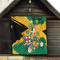Jamaica Pineapple Quilt Coat of Arms Tropical Flowers