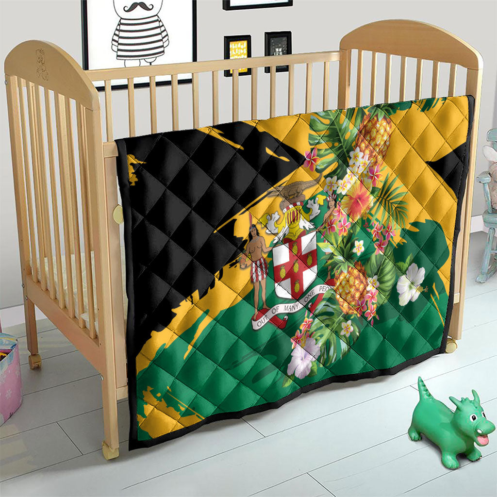 Jamaica Pineapple Quilt Coat of Arms Tropical Flowers