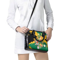 Jamaica Pineapple Shoulder Handbag Coat of Arms Tropical Flowers
