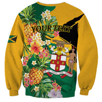 Personalized Jamaica Pineapple Sweatshirt Coat of Arms Tropical Flowers