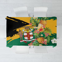 Jamaica Pineapple Tablecloth Coat of Arms Tropical Flowers