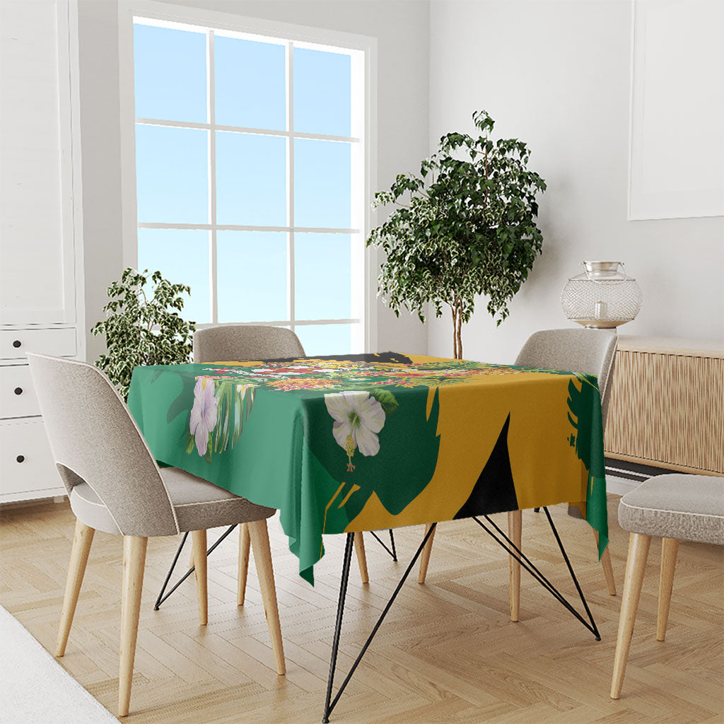 Jamaica Pineapple Tablecloth Coat of Arms Tropical Flowers