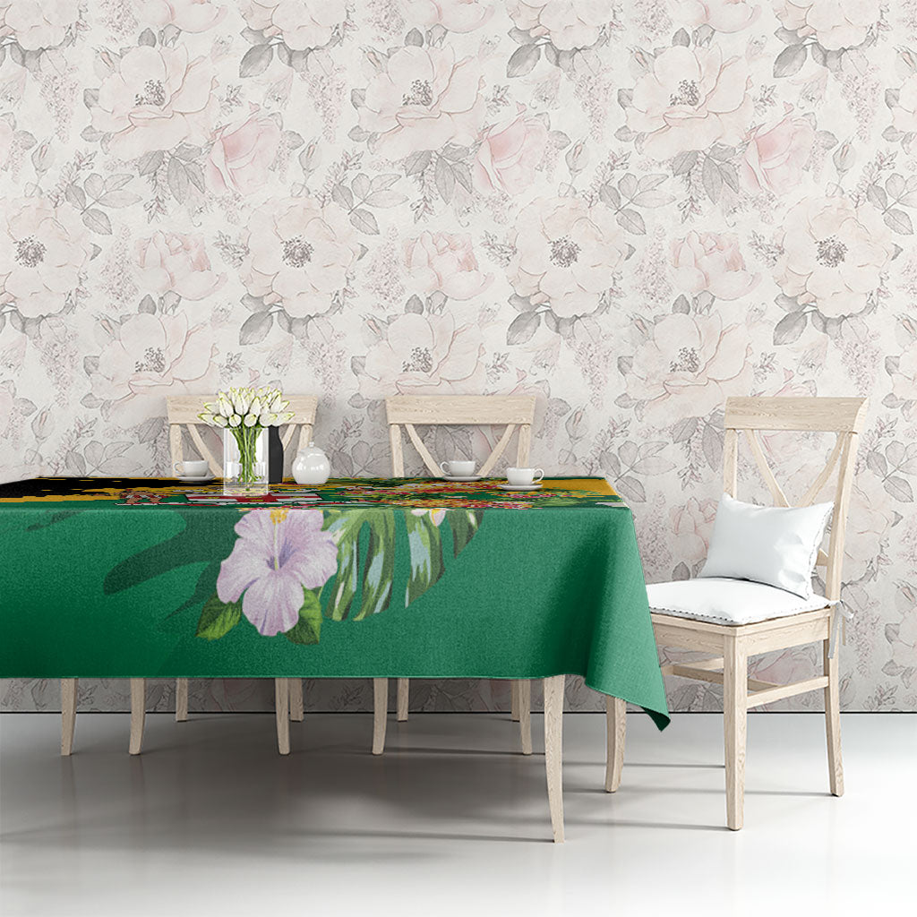 Jamaica Pineapple Tablecloth Coat of Arms Tropical Flowers