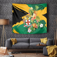 Jamaica Pineapple Tapestry Coat of Arms Tropical Flowers